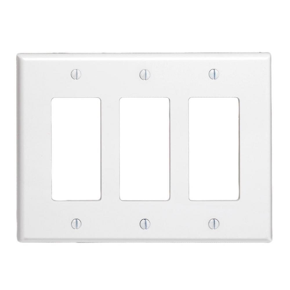 LEVITON White 3-Gang Device Wallplate 