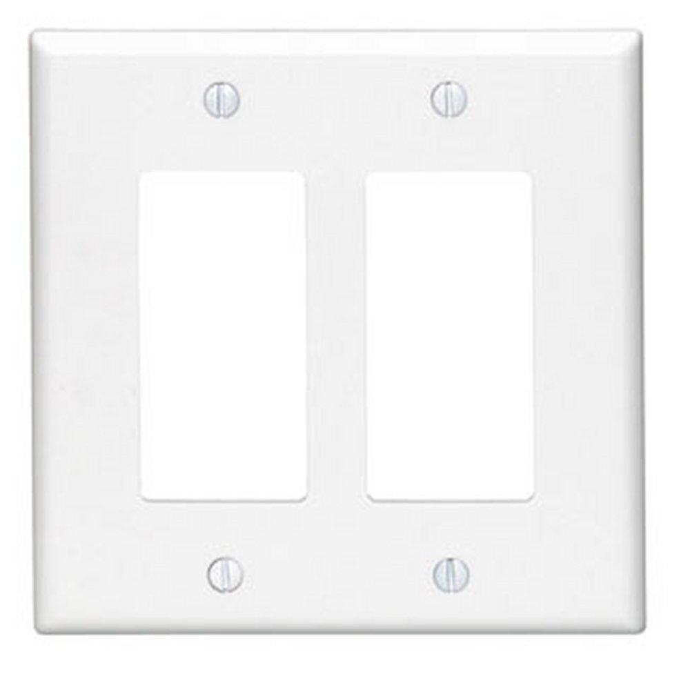 LEVITON White 2-Gang Midway Size Thermoset Nylon Wall Plate 