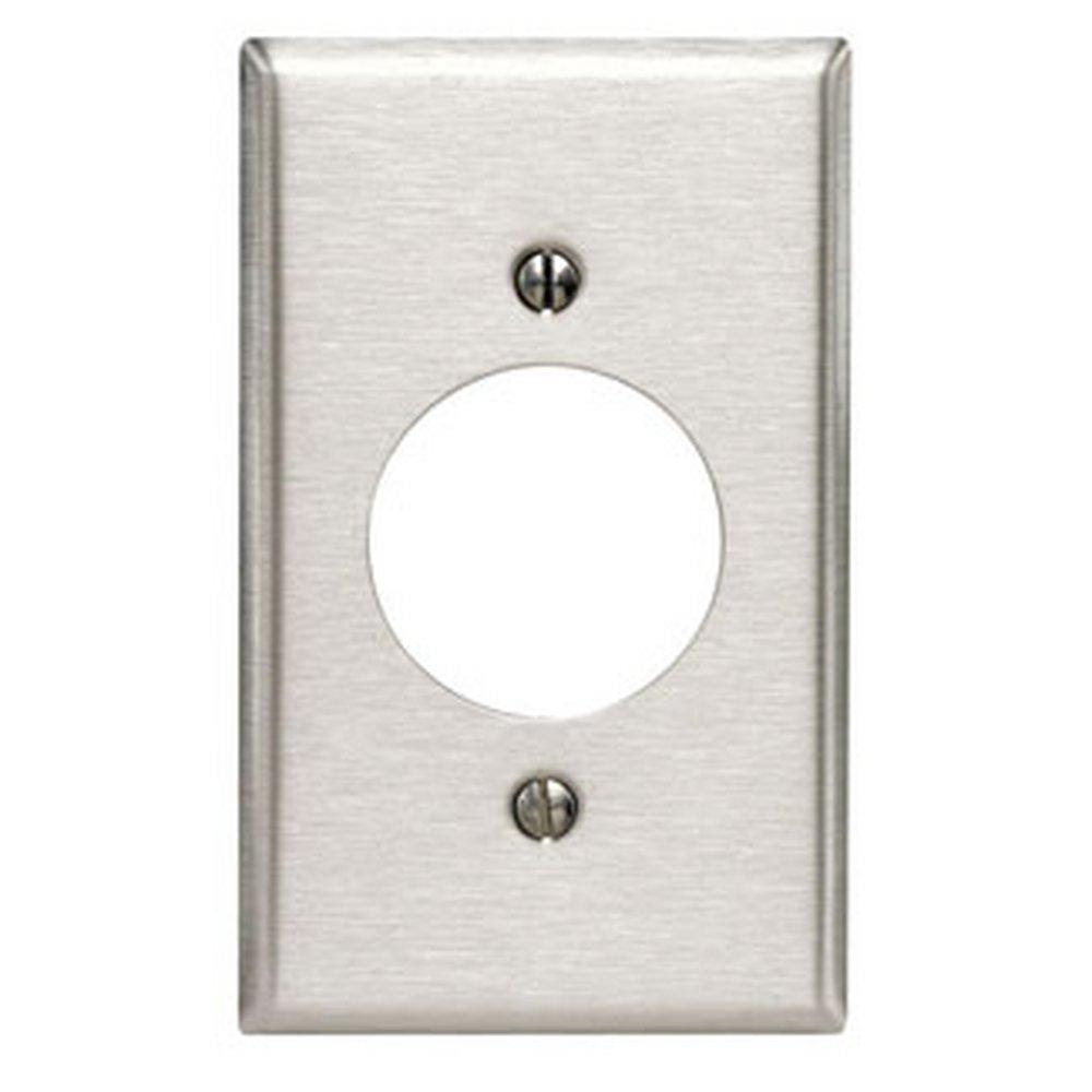 LEVITON Stainless Steel 1-Gang 430 Power Receptacle Wall Plate for 88001 Traditional Leviton Device 