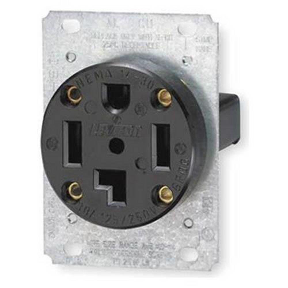 LEVITON Black 30 Amp 4-Wire Flush Mounting Dryer Receptacle 