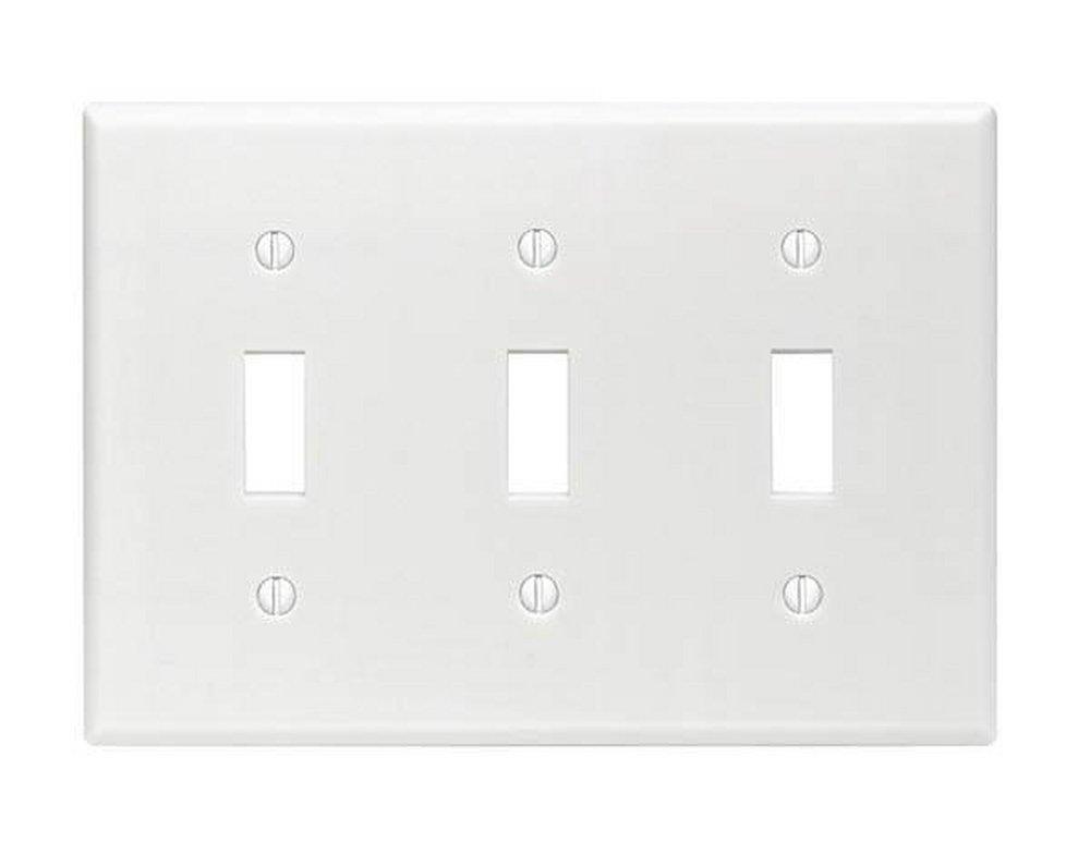 LEVITON White 3-Gang Standard Size Toggle Device Switch Wall Plate 