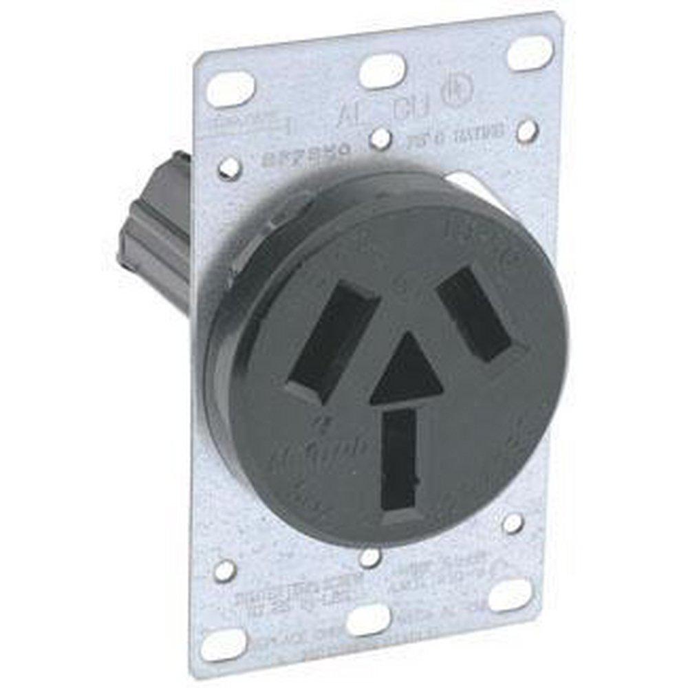 LEVITON Black 50A Flush Mounting Range Receptacle 