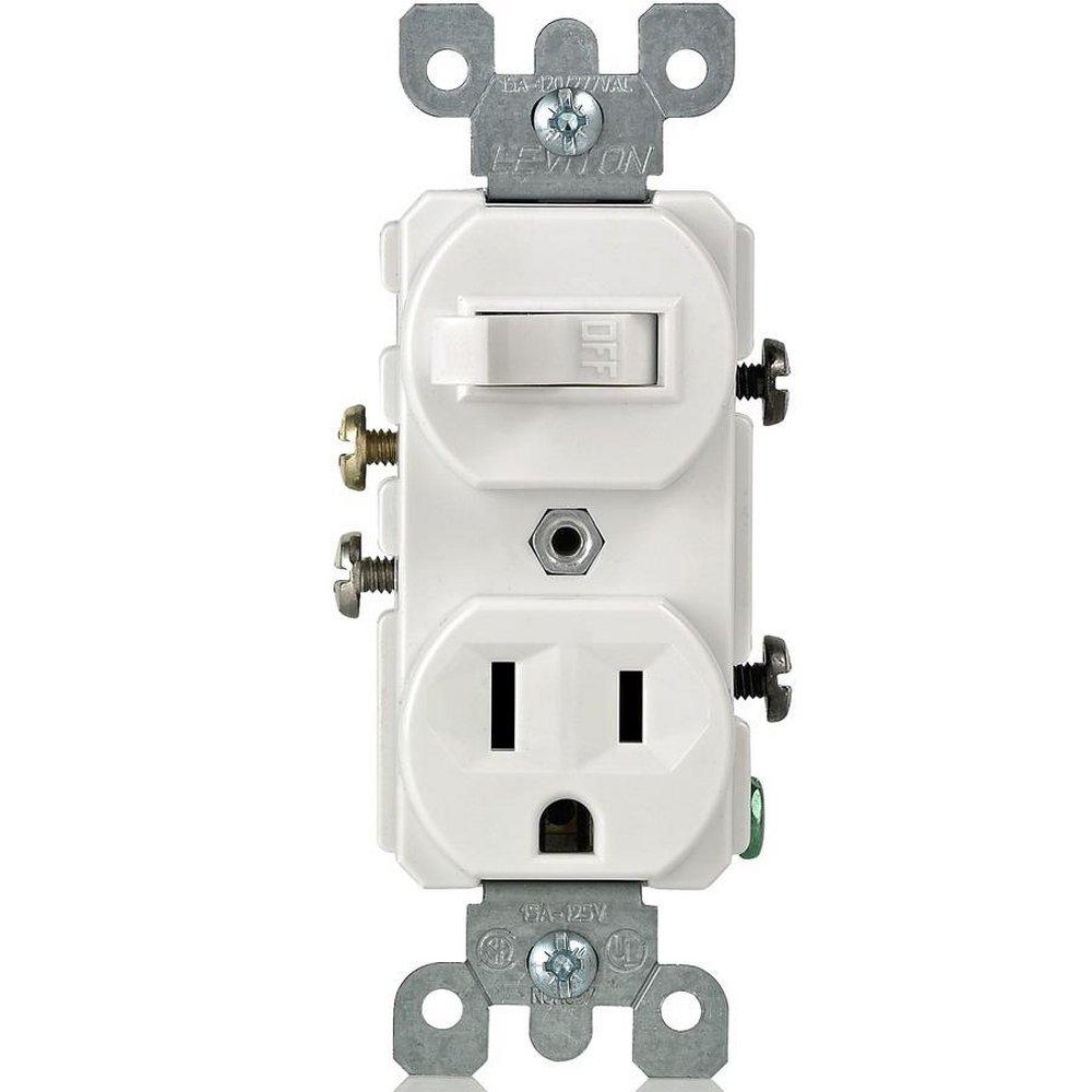 LEVITON White 1-Pole Switch and Grounded Receptacle 