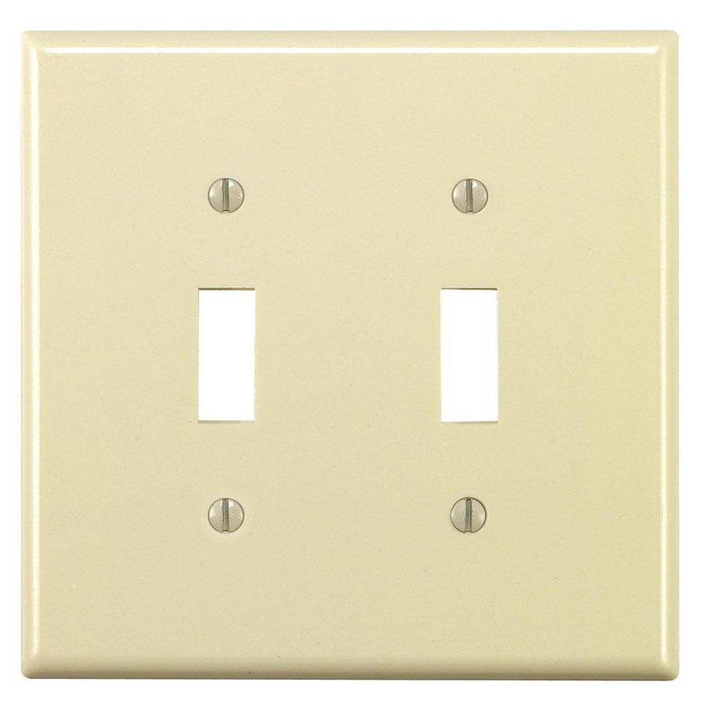 LEVITON Ivory 2 Gang Thermoset Plastic Wall Plate 