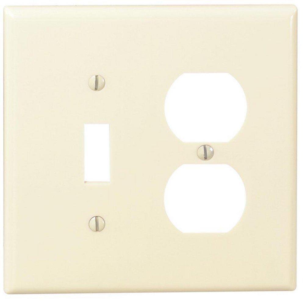 LEVITON Ivory 2-Gang Mid Size Combination Plate 