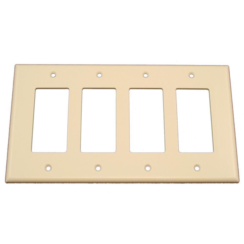 LEVITON White 4-Gang Midway Size Thermoset Nylon Wall Plate 