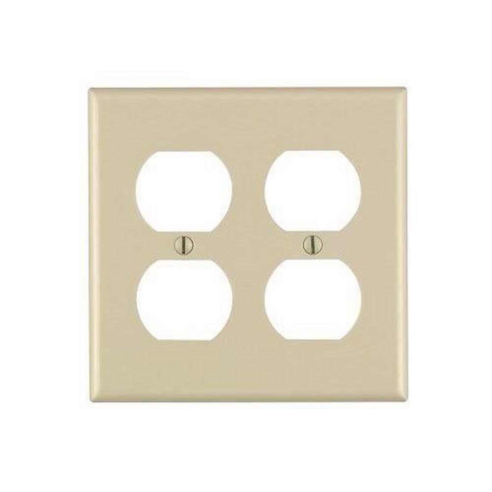 LEVITON Ivory 2 Gang Thermoset Plastic Wall Plate 