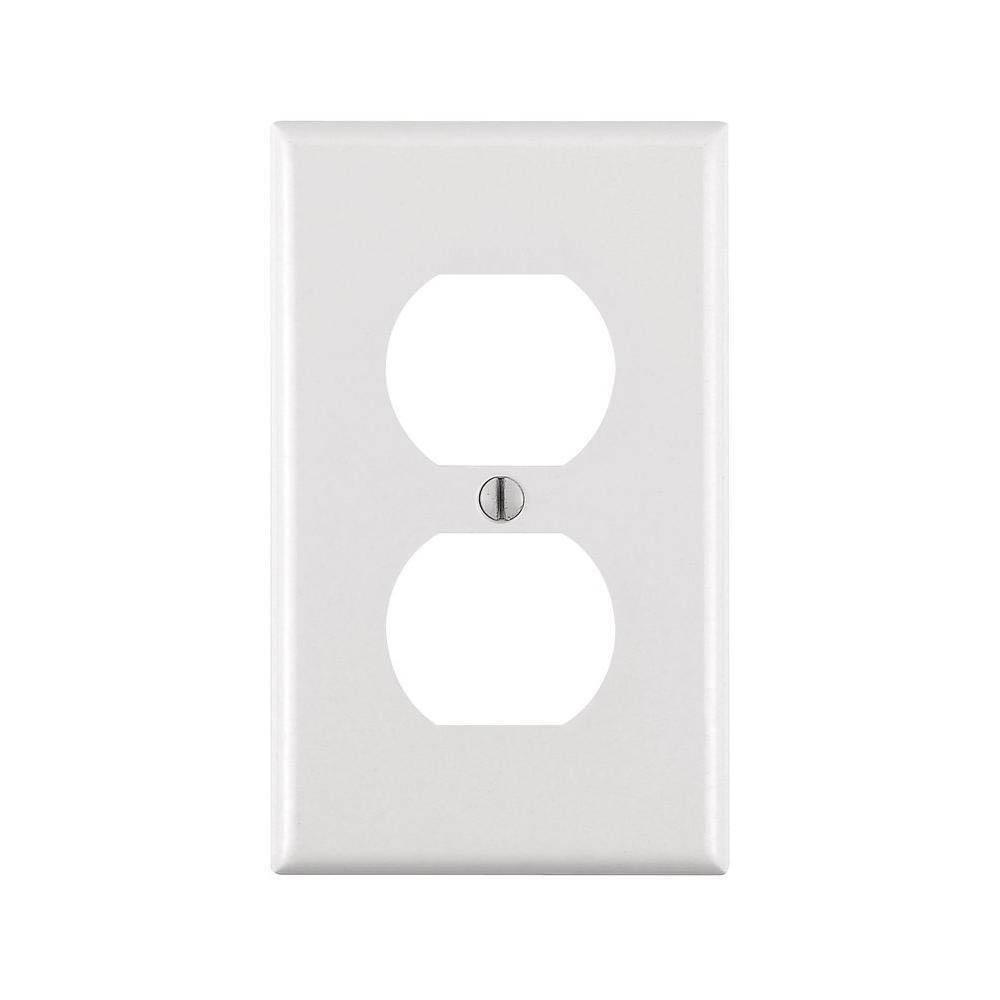 LEVITON White Thermoset Plastic Wall Plate in White 