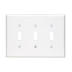 3-Gang Toggle Device Switch Thermoset Nylon Wall Plate in White