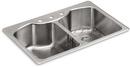 33 x 22 in. 3 Hole Double Bowl Dual Mount Kitchen Sink in Stainless Steel