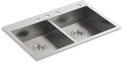 33 in. Dual Mount Stainless Steel Double Bowl Kitchen Sink