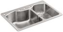 33 x 22 in. 4 Hole Double Bowl Drop-in Kitchen Sink in Stainless Steel