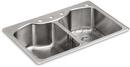 33 x 22 in. 4 Hole Stainless Steel Double Bowl Dual Mount Kitchen Sink