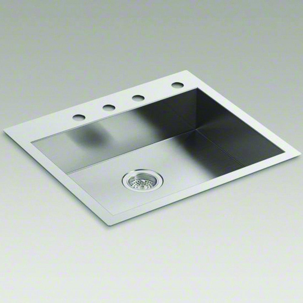 KOHLER Stainless Steel 25 x 22 in. No-Hole Single Bowl Undermount Kitchen Sink 