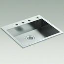 KOHLER Stainless Steel 25 x 22 in. No-Hole Single Bowl Undermount Kitchen Sink 