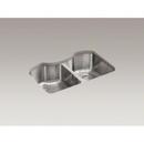 KOHLER Stainless Steel 32 x 20-1/4 in. No Hole Double Bowl Undermount Kitchen Sink 