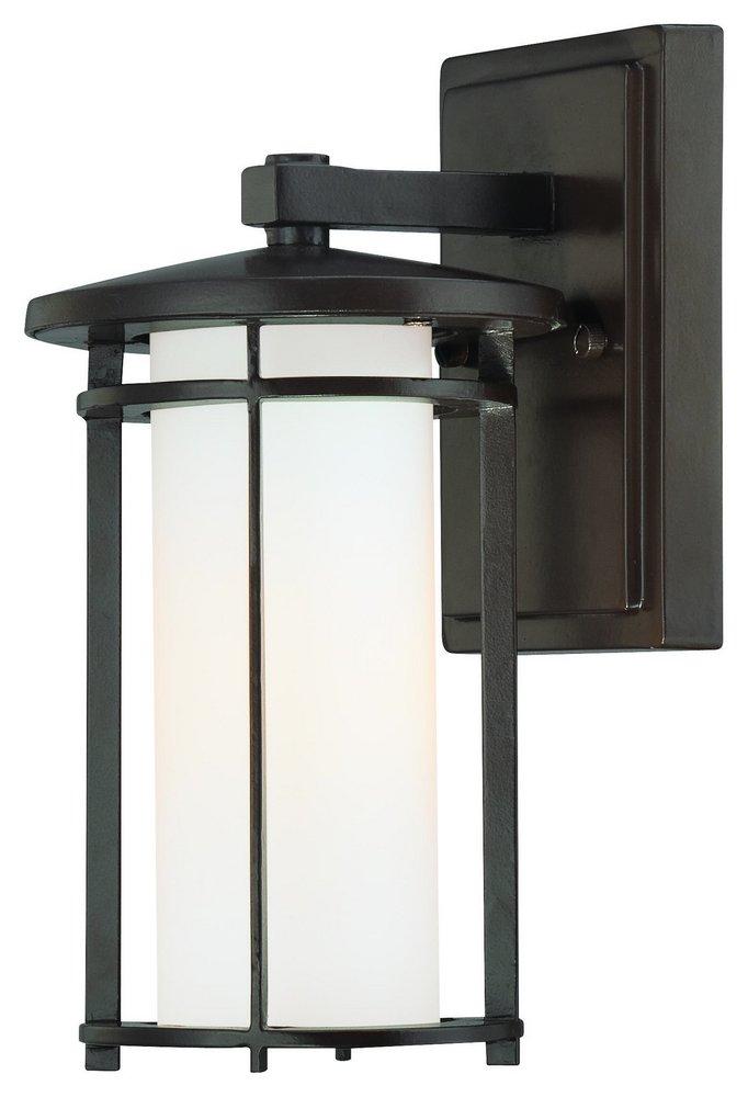 Minka Dorian Bronze&trade; 100 W 1-Light Medium Wall Mount with Etched Opal Glass 