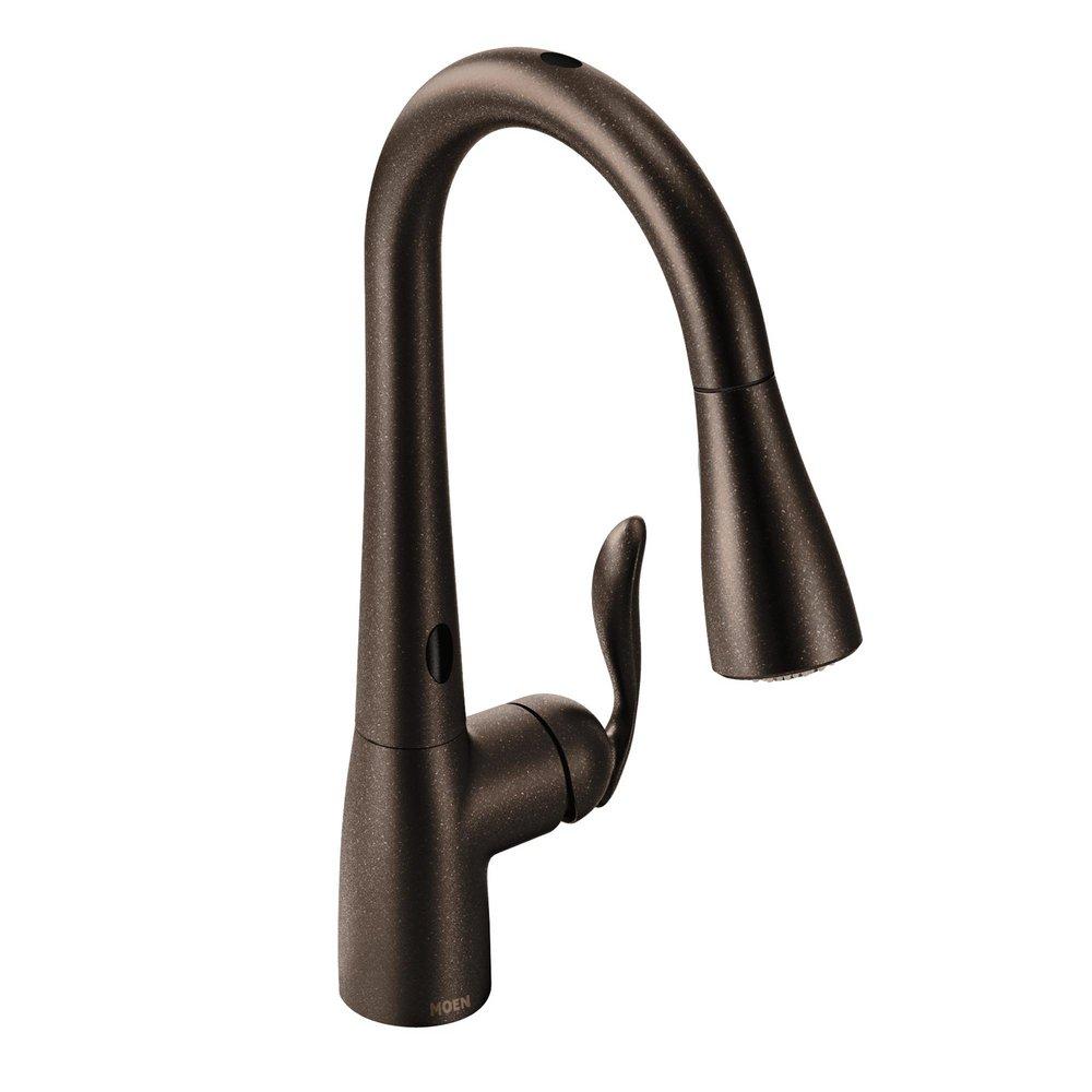Moen Oil Rubbed Bronze Single Handle Pull Down Touchless Kitchen Faucet with MotionSense, Power Clean and Reflex Technology 