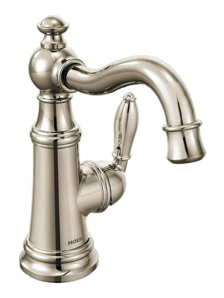 Moen Polished Nickel Single Handle Monoblock Bathroom Sink Faucet Lever Handle 