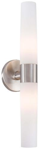60W 2-Light Wall Sconce with Cased Etched Opal Glass in Brushed Stainless Steel