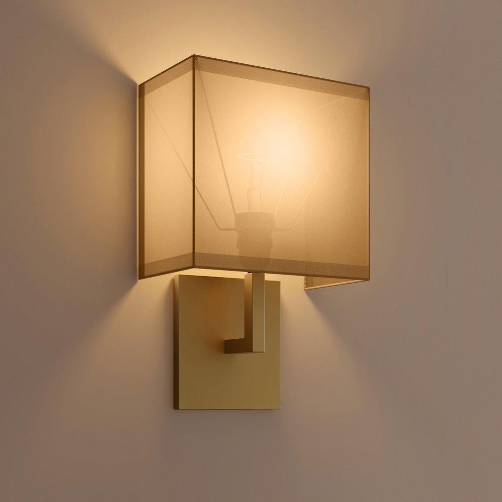 George Kovacs Honey Gold 60W LED Wall Sconce Off White Fabric Shade with White Diffuser 