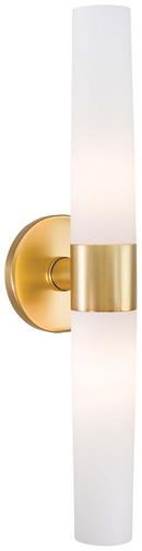 60W 2-Light Medium E-27 Base Bath Light with Cased Opal Etched Glass in Honey Gold