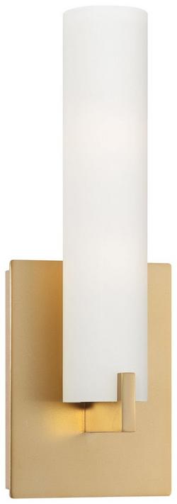 60W 2-Light 4.75 in. Bathroom and Wall Sconce in Honey Gold with Etched Opal Glass