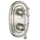 Thermostatic Trim Kit with Volume Control and Double Cross Handle in Satin Nickel - PVD