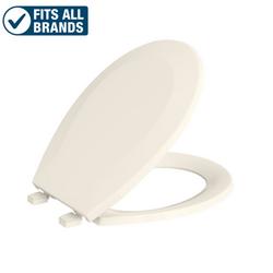 Round Closed Front Plastic Toilet Seat with Cover in Biscuit