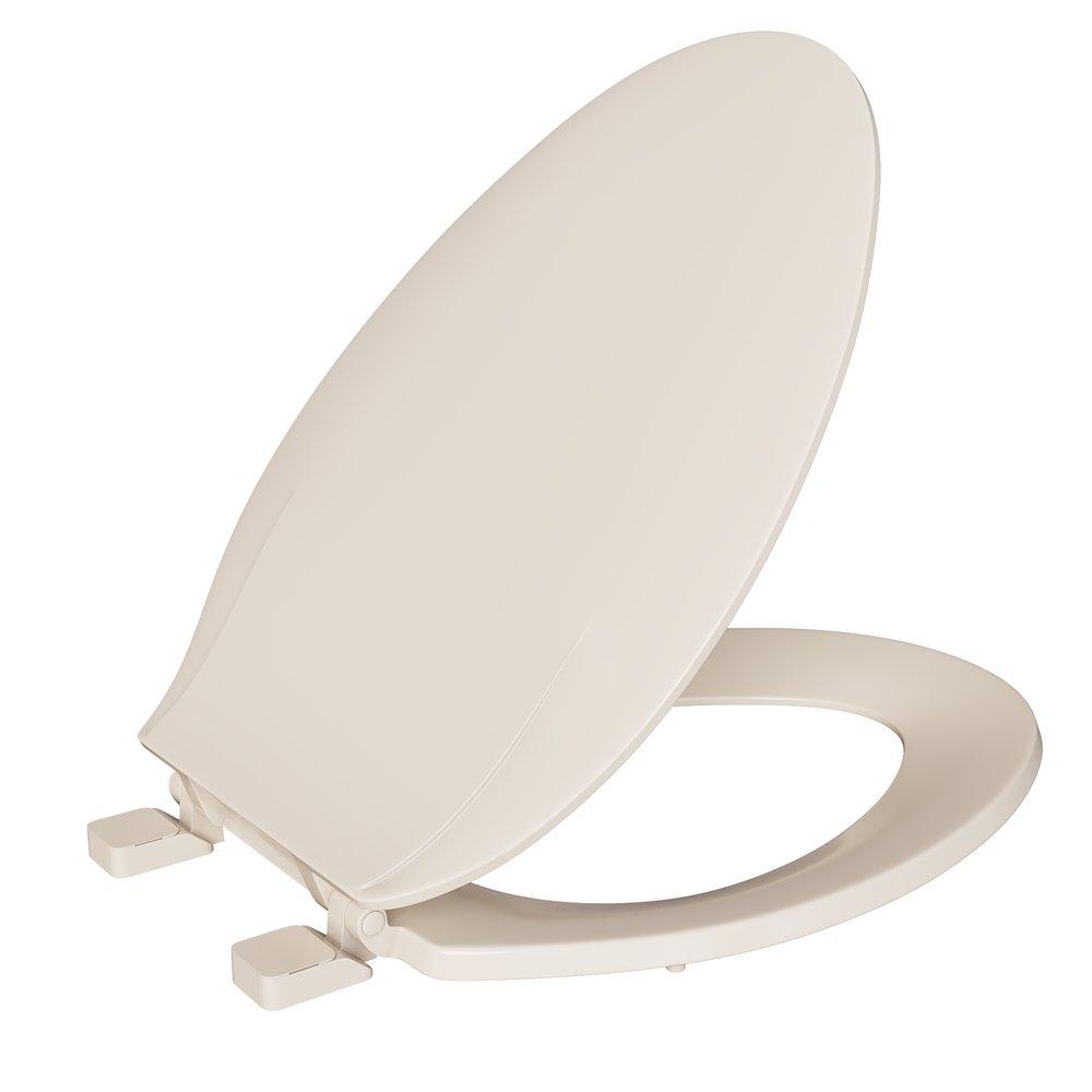 PROFLO&reg; Biscuit Elongated Closed Front Plastic Toilet Seat with Cover 
