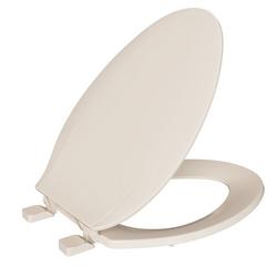 Elongated Closed Front Plastic Toilet Seat with Cover in Biscuit