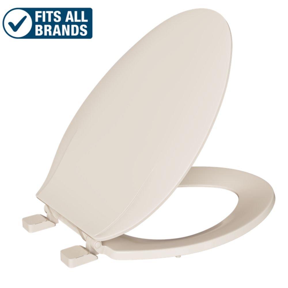 PROFLO&reg; Biscuit Plastic Elongated Closed Front With Cover Toilet Seat 