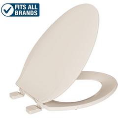 Elongated Closed Front Plastic Toilet Seat with Cover in Biscuit