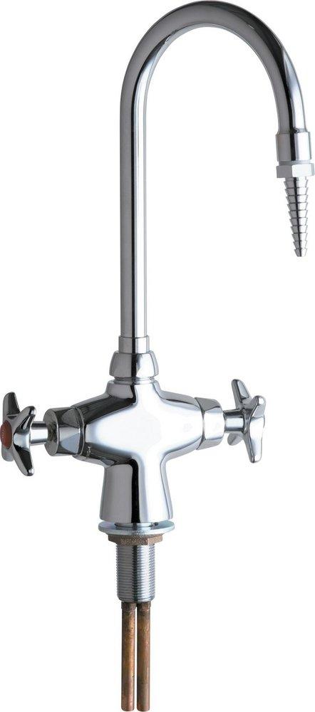 Chicago Faucets Polished Chrome Two Wristblade Handle Deck Mount Service Faucet 