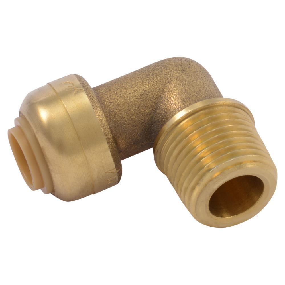 SharkBite&reg; Natural Brass Push x MNPT Brass 90 Degree Elbow 