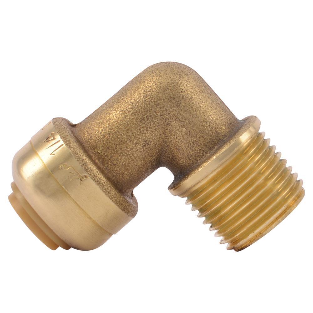 SharkBite&reg; Natural Brass Push x MNPT Brass 90 Degree Elbow 