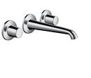 1.5 gpm Double Lever Handle Wall Mount Widespread Faucet Trim in Polished Chrome