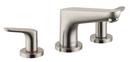 3-Hole Brass Roman Tub Trim with Double Lever Handle in Brushed Nickel
