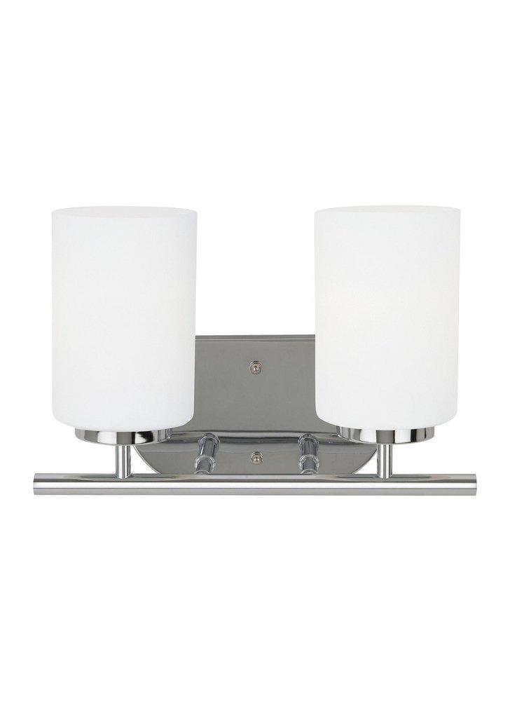 Visual Comfort & Co. Generation Lighting Polished Chrome 100W 2-Light Medium E-26 Base Incandescent Wall or Bath Sconce 