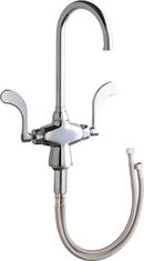 Chicago Faucets Polished Chrome Two Handle Wristblade Deck Mount Service Faucet 