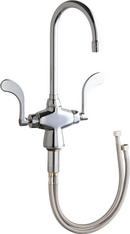 Two Handle Wristblade Deck Mount Service Faucet in Polished Chrome