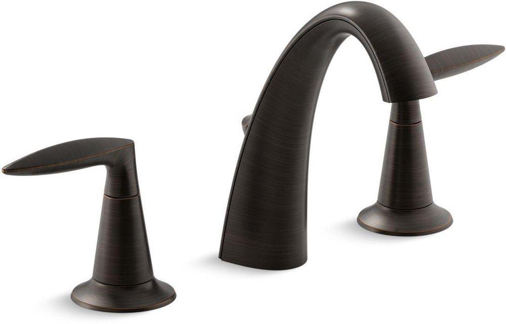 KOHLER Oil Rubbed Bronze Two Handle Widespread Bathroom Sink Faucet with High Arc Spout 