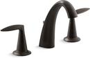 KOHLER Oil Rubbed Bronze Two Handle Widespread Bathroom Sink Faucet with High Arc Spout 