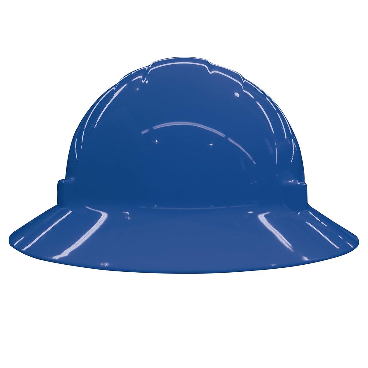 ERB Safety Blue Size 6.5-8 Plastic Full Brim Ratchet Hard Hat 
