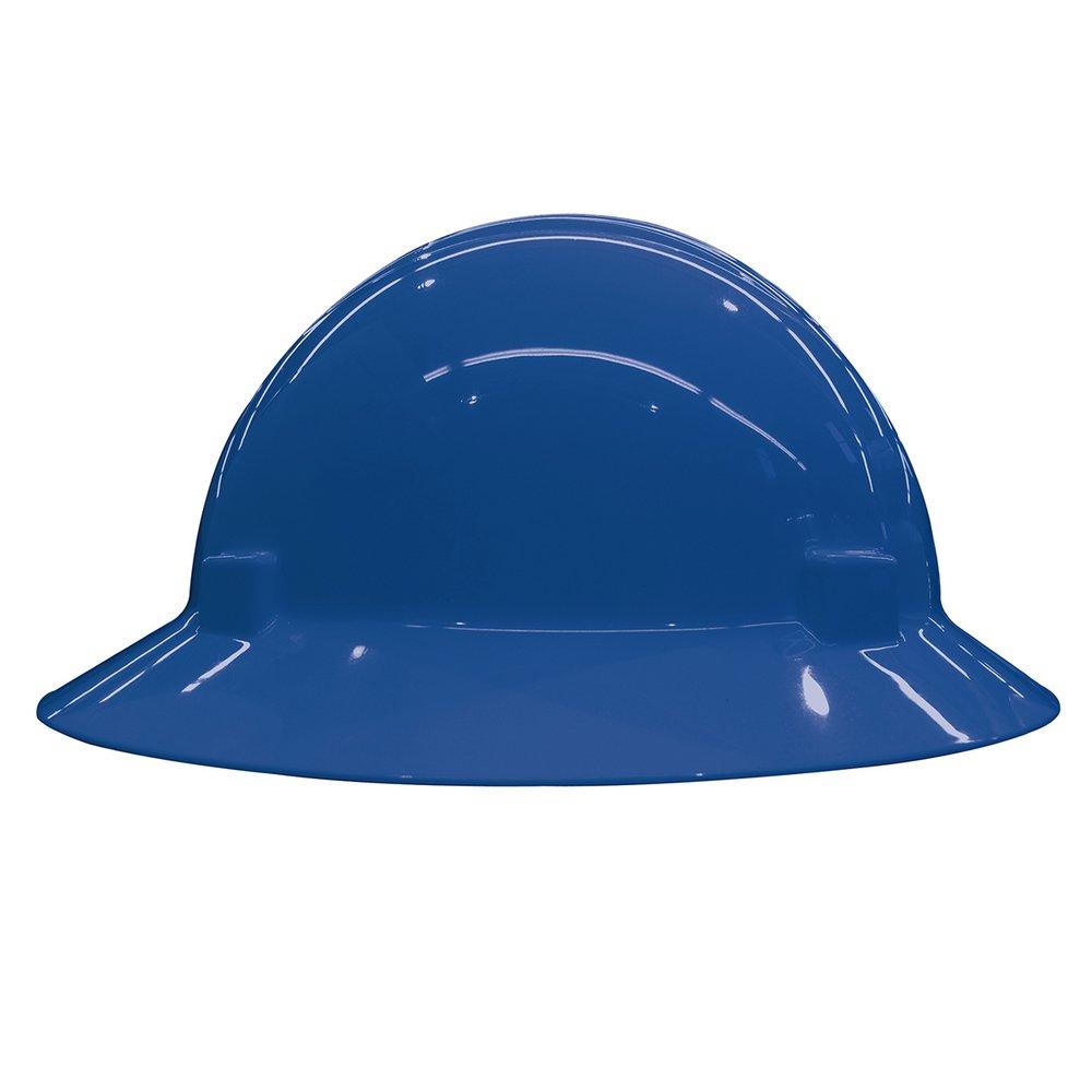 ERB Safety Blue Size 6.5-8 Plastic Full Brim Ratchet Hard Hat 