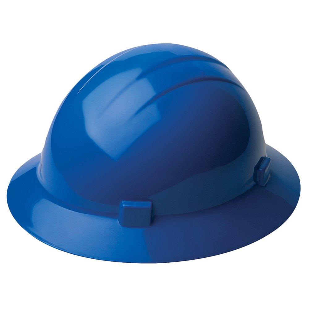 ERB Safety Blue Size 6.5-8 Plastic Full Brim Ratchet Hard Hat 