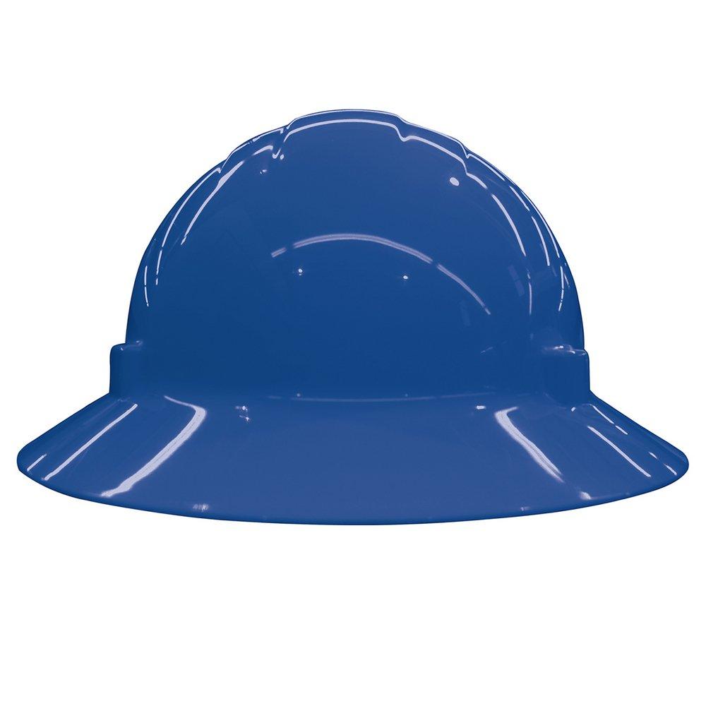 ERB Safety Blue Size 6.5-8 Plastic Full Brim Ratchet Hard Hat 