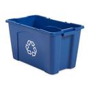 Rubbermaid Blue 18 gal Handle Recycled Box with Universal Symbol 