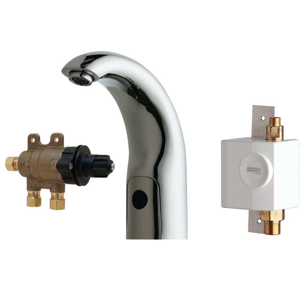 Chicago Faucets Polished Chrome No Handle Sensor Bathroom Sink Faucet 