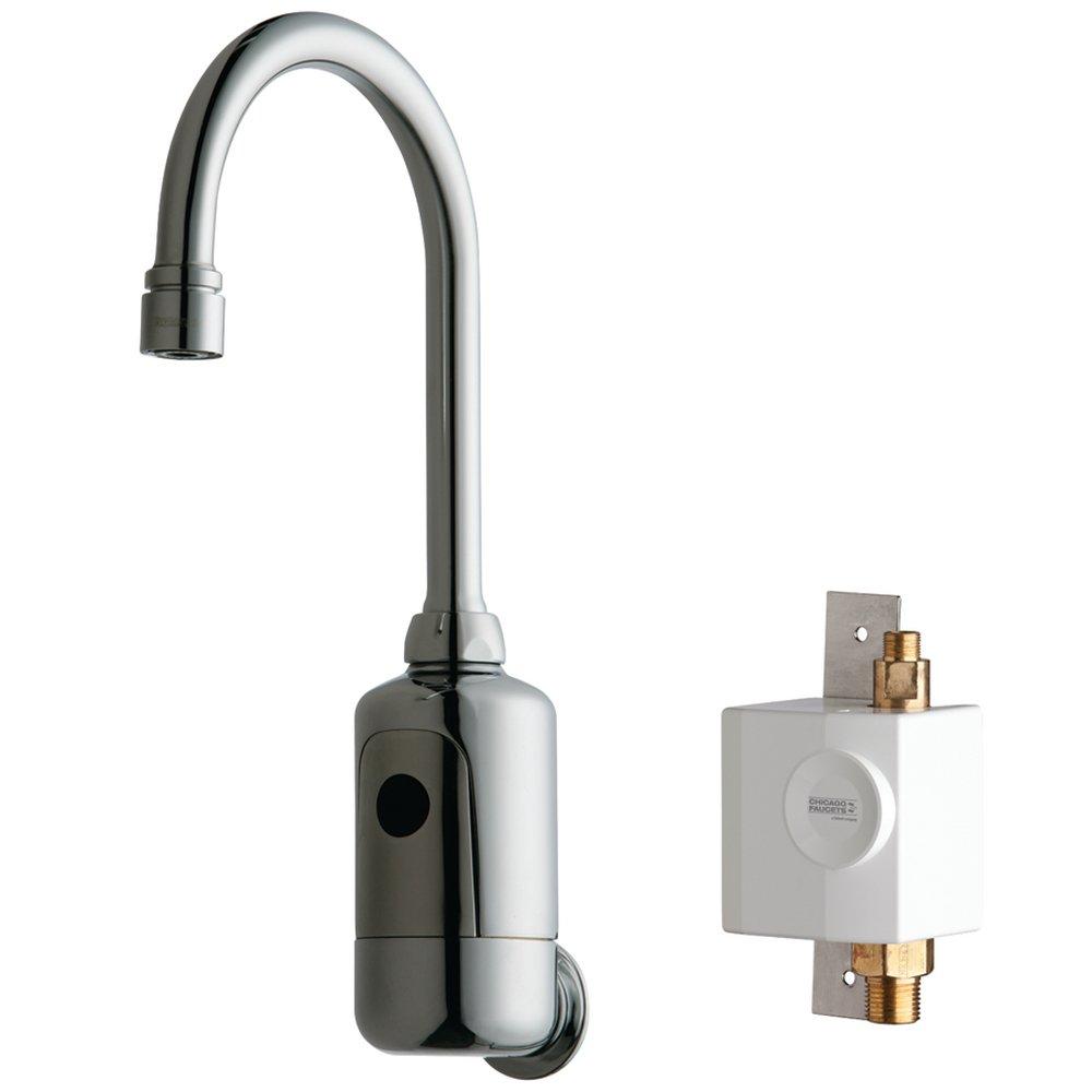 Chicago Faucets Polished Chrome 1 gpm 1-Hole Gooseneck Sink Faucet with Dual Beam Infrared Sensor and 7-5/8 in. Spout Height 